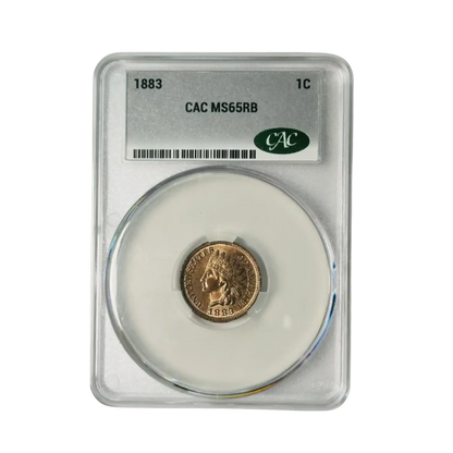 1883 Small Cents Indian Head - CAC MS65 RB