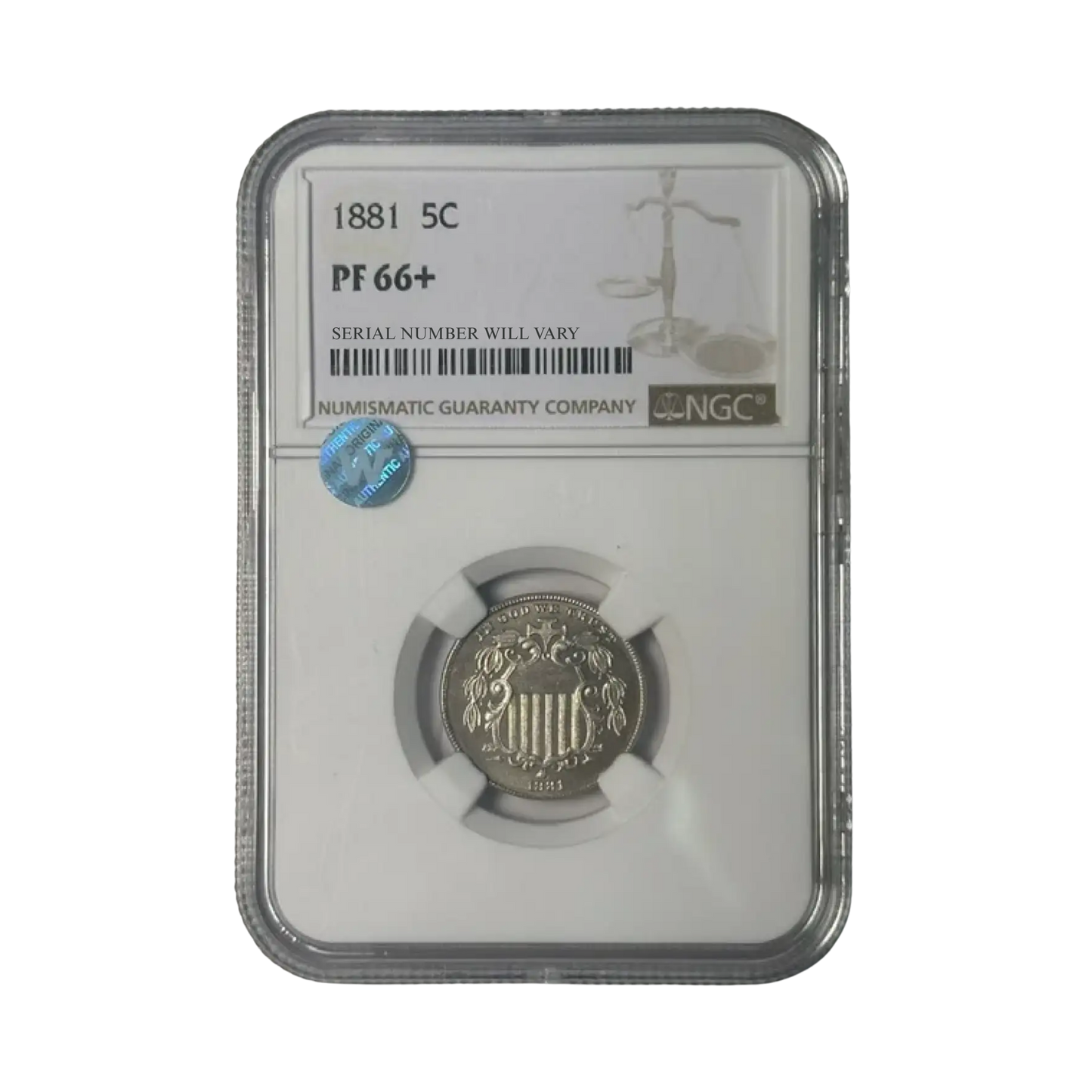 1881 Nickel Shield - NGC PF66+ Sight White