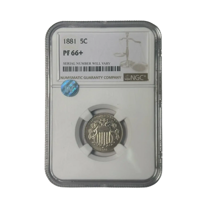 1881 Nickel Shield - NGC PF66+ Sight White