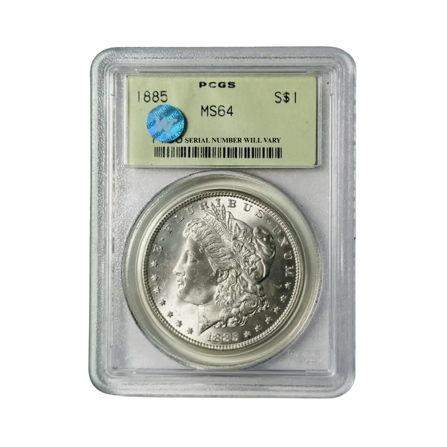 1885 Morgan Silver Dollar Philadelphia - PCGS MS64 OGH Sight White