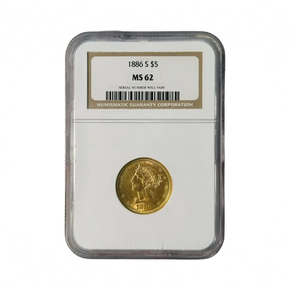 1886-S $5 Liberty Head Gold Half Eagles - NGC MS62