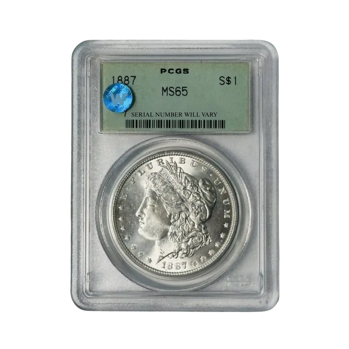 1887 Morgan Silver Dollar Philadelphia - PCGS MS65 OGH Sight White