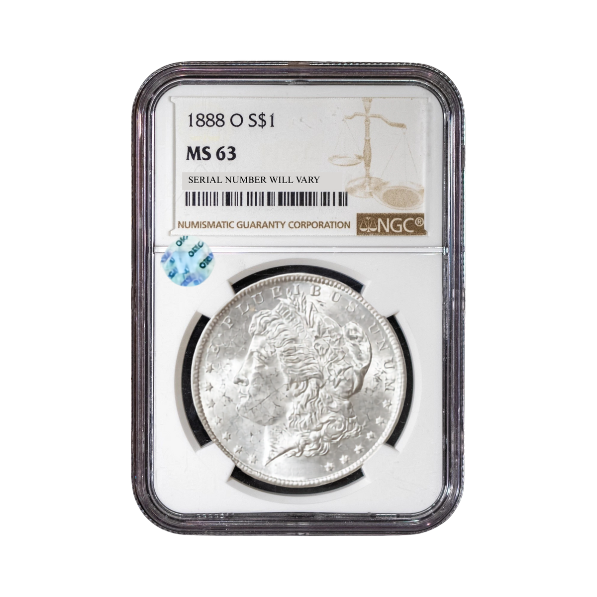 1888-O Morgan Silver Dollar New Orleans - NGC MS63 Sight White