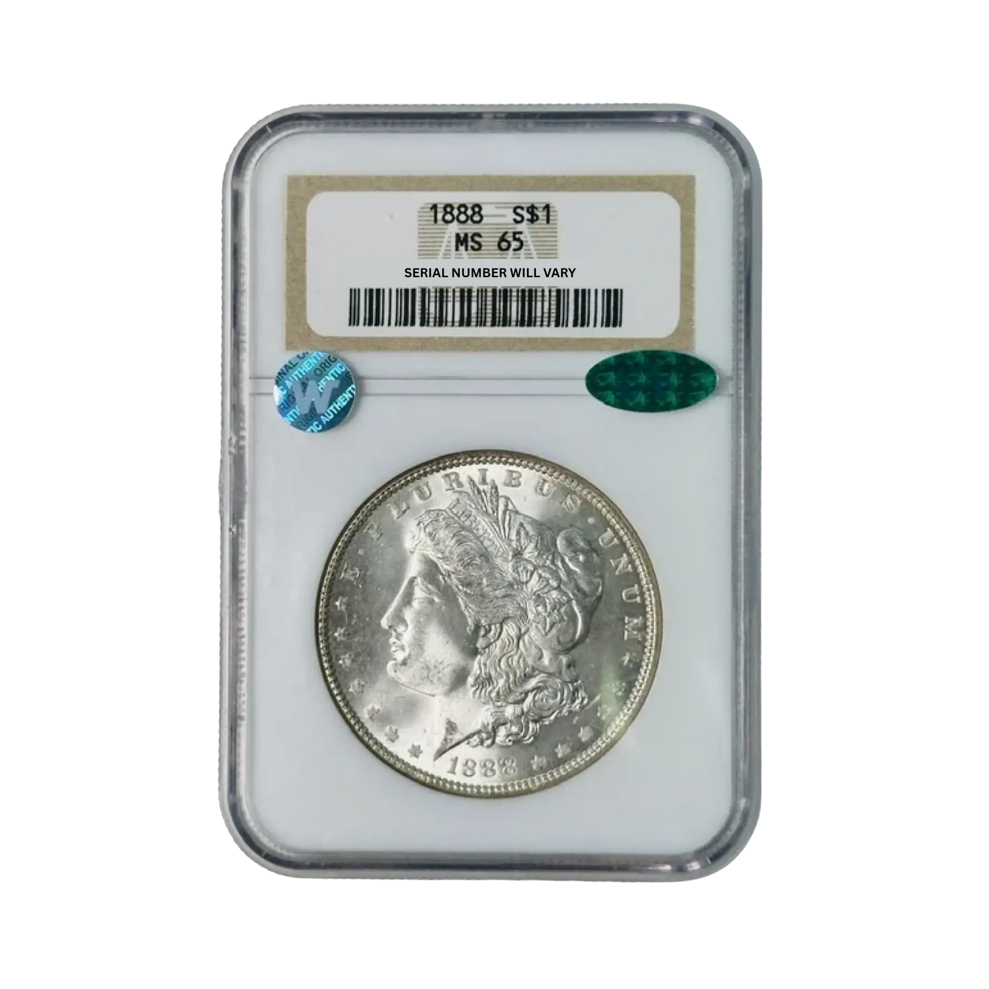 1888 Morgan Silver Dollar Philadelphia - NGC MS65 CAC Sight White