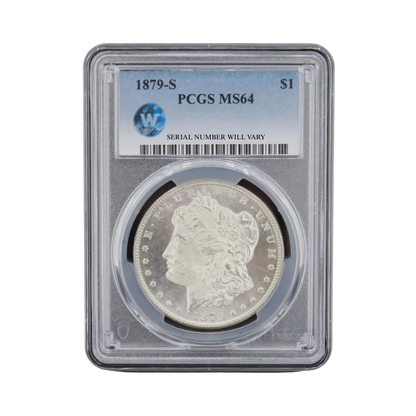 1879 Morgan Silver Dollar San Francisco - PCGS MS64 Sight White - CoinsTV