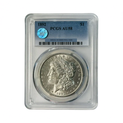 1892 Morgan Silver Dollar Philadelphia - PCGS AU58 Sight White
