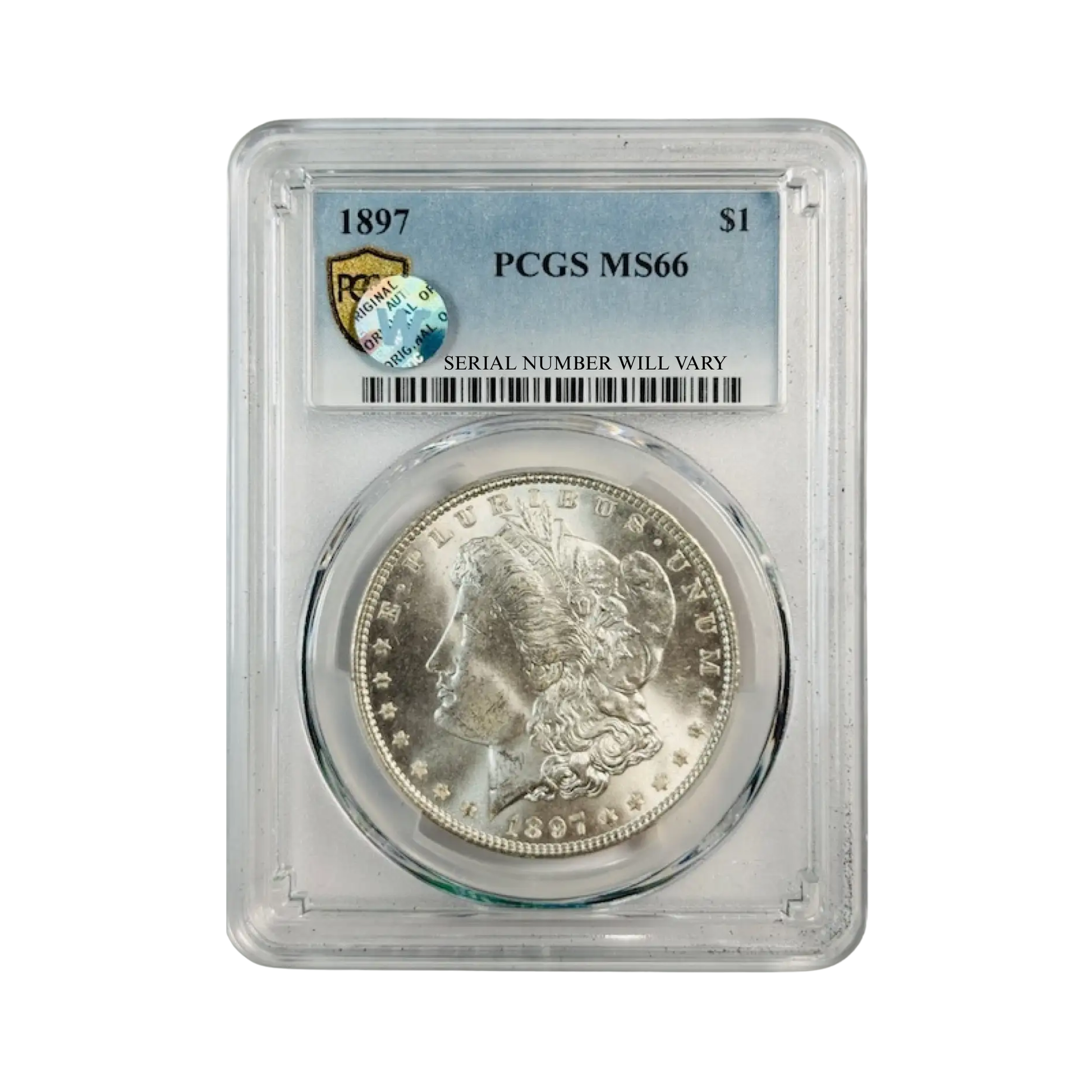 1897 Morgan Silver Dollar Philadelphia - PCGS MS66 Sight White - CoinsTV