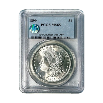 1899 Morgan Silver Dollar Philadelphia - PCGS MS65 Sight White - CoinsTV