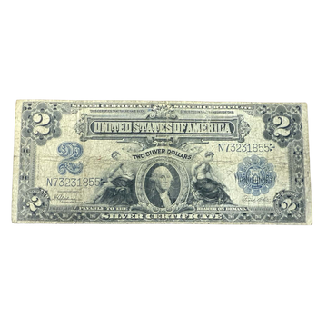 1899 $2 Silver Certificate “Mini Porthole" George Washington VG-VF - CoinsTV