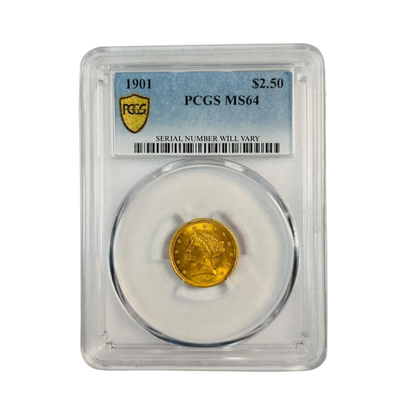 1901 $2.50 Gold Liberty Head Quarter Eagle - PCGS MS64 - CoinsTV