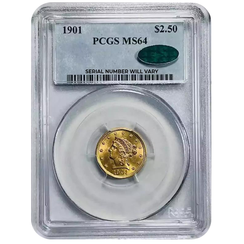 1901 $2.50 Gold Liberty Head Quarter Eagle - PCGS MS64 CAC - CoinsTV