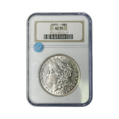 1901 Morgan Silver Dollar Philadelphia - NGC AU55 Sight White