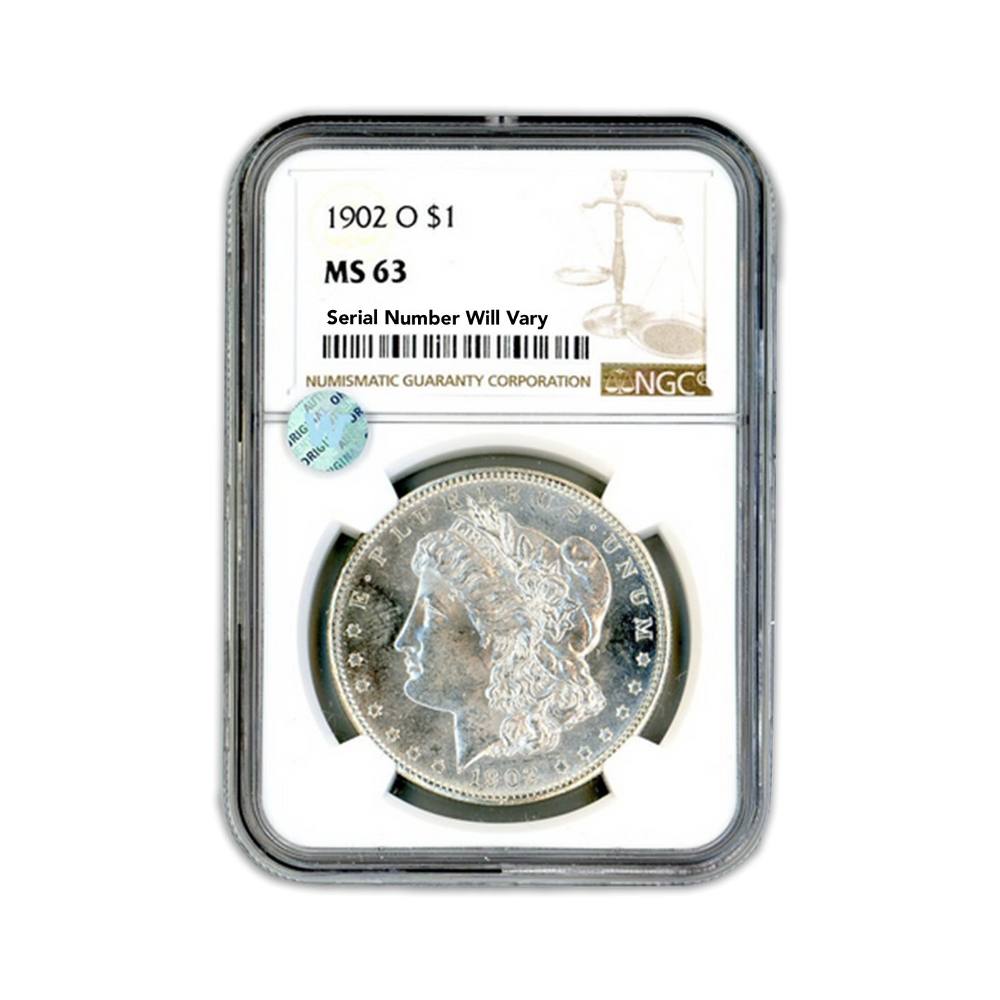 1902 O Morgan Silver Dollar New Orleans NGC MS63 Sight White