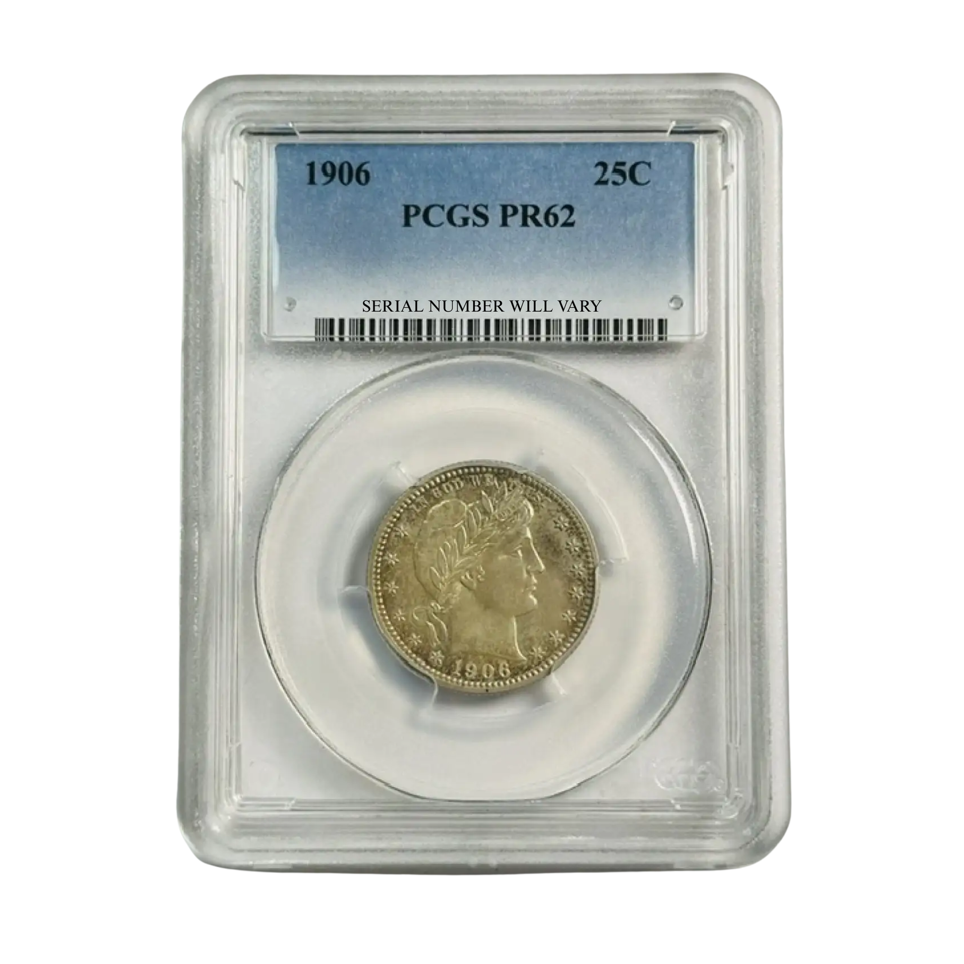 1906 Barber Quarter Dollar - PCGS PR62 - CoinsTV