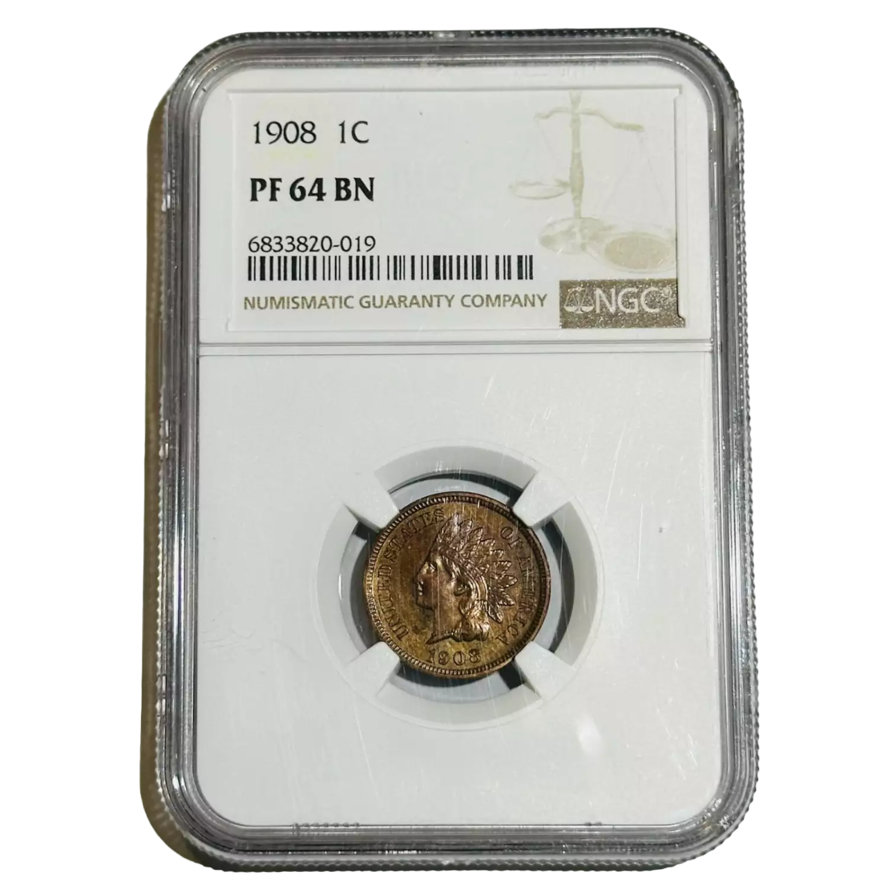 1908-P Indian Head Small Cent - NGC PF64 BN - CoinsTV