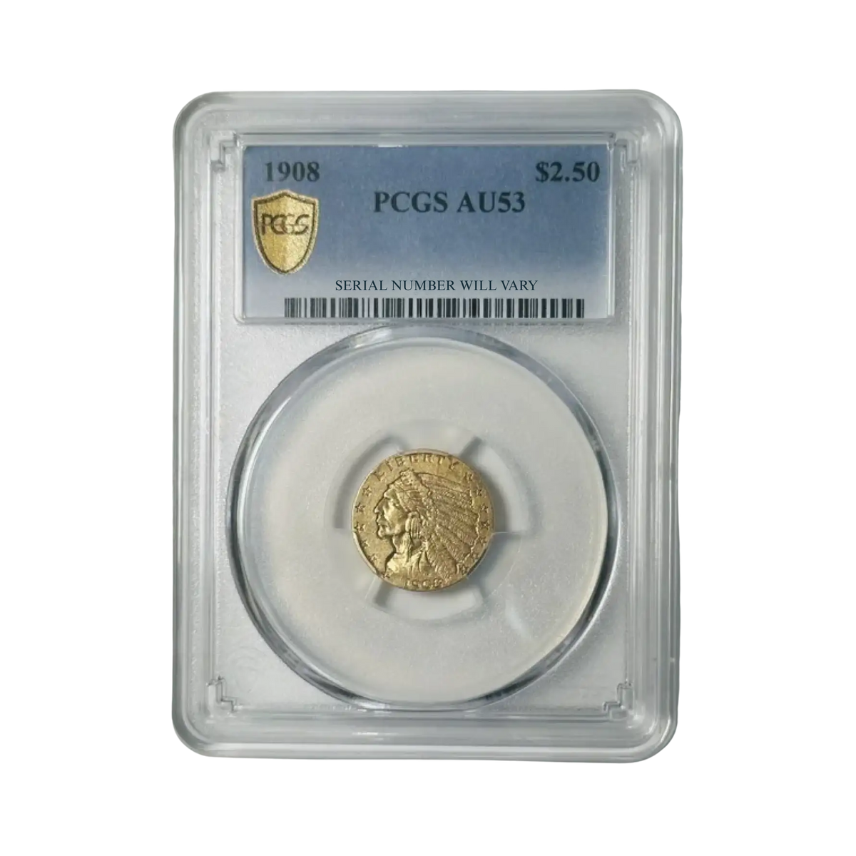 1908 Gold Quarter Eagles $2 1/2 Indian Head - PCGS AU53