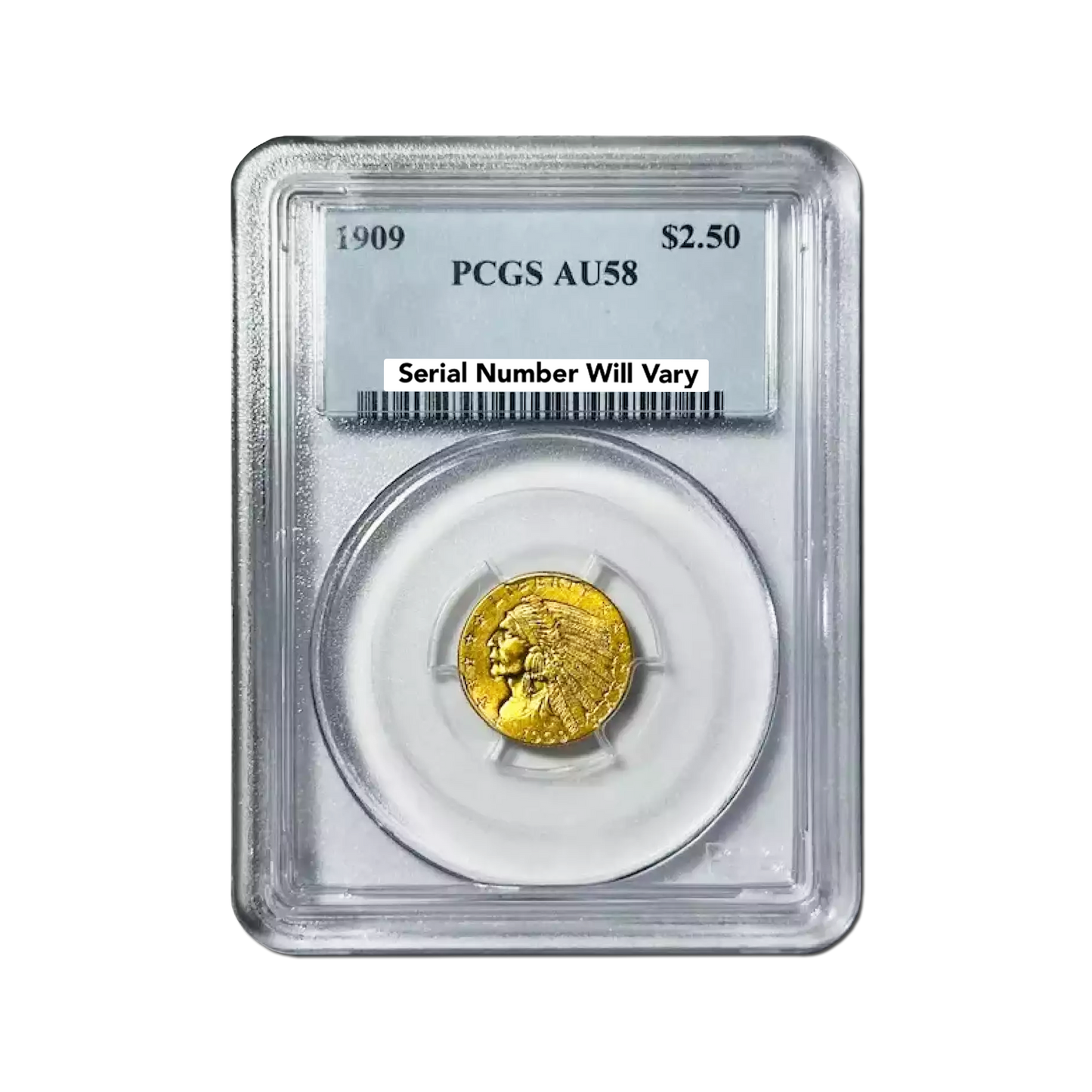 1909 $2.50 Indian Head Gold - PCGS AU58