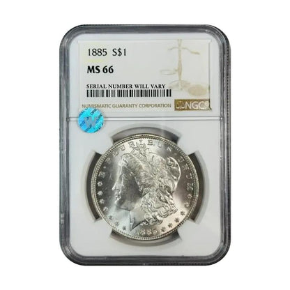 1885 Morgan Silver Dollar Philadelphia - NGC MS66 Sight White - CoinsTV