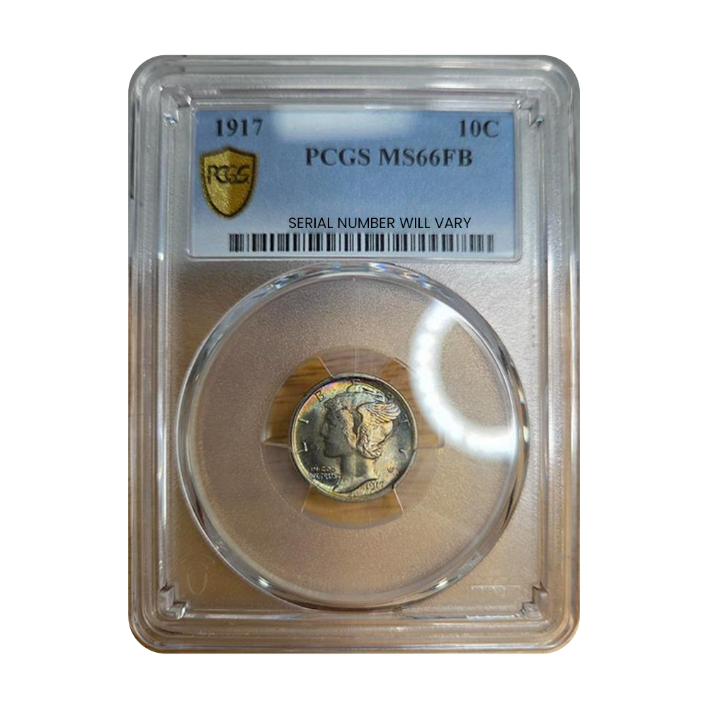 1917 Mercury Dime - PCGS MS66 FB Rainbow Toning