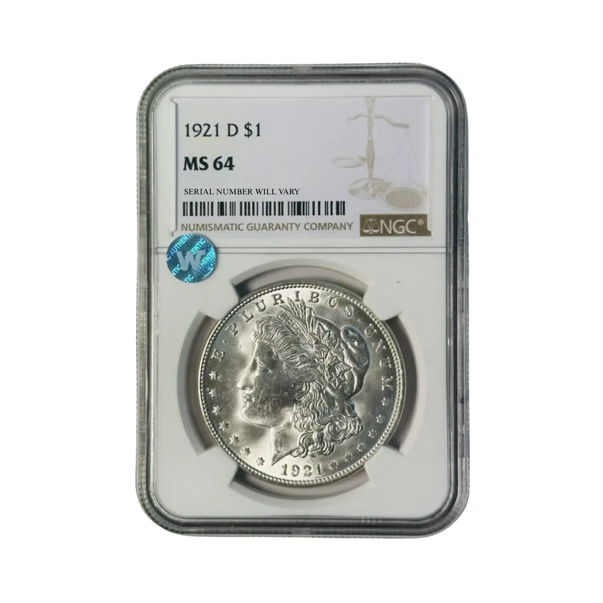 1921-D Morgan Silver Dollar - NGC MS64 Sight White
