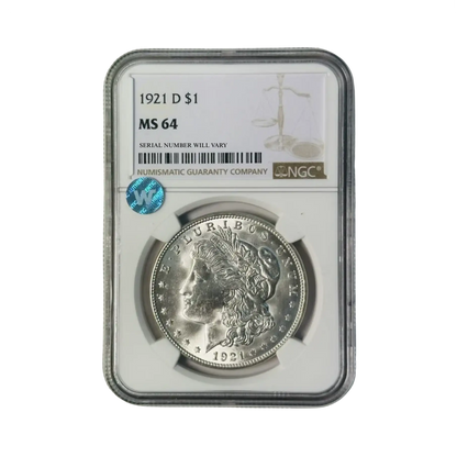 1921-D Morgan Silver Dollar - NGC MS64 Sight White