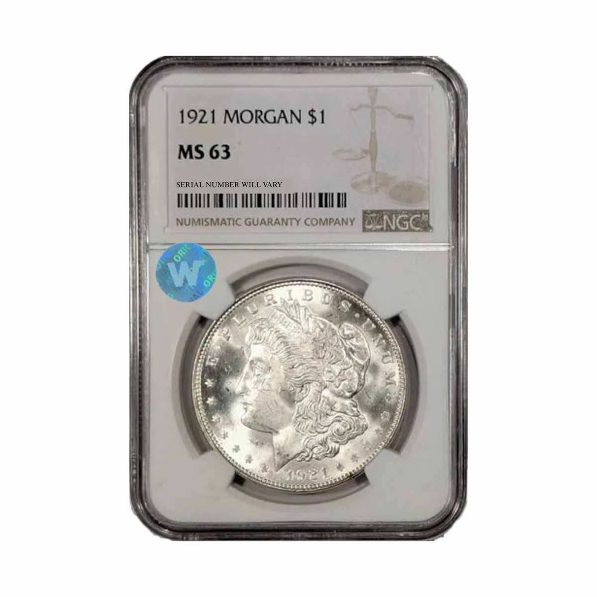 1921 Morgan Silver Dollar Philadelphia - NGC MS63 Sight White