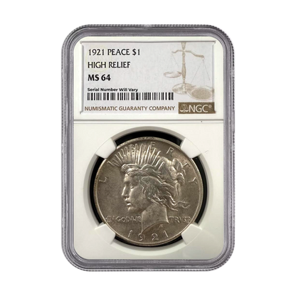 1921 Peace Silver Dollar - High Relief NGC MS64