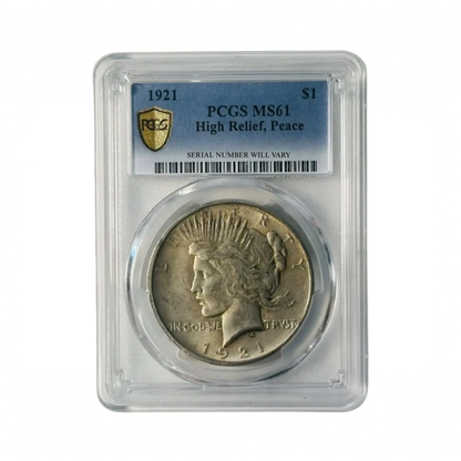 1921 Peace Silver Dollar - PCGS MS61 High Relief