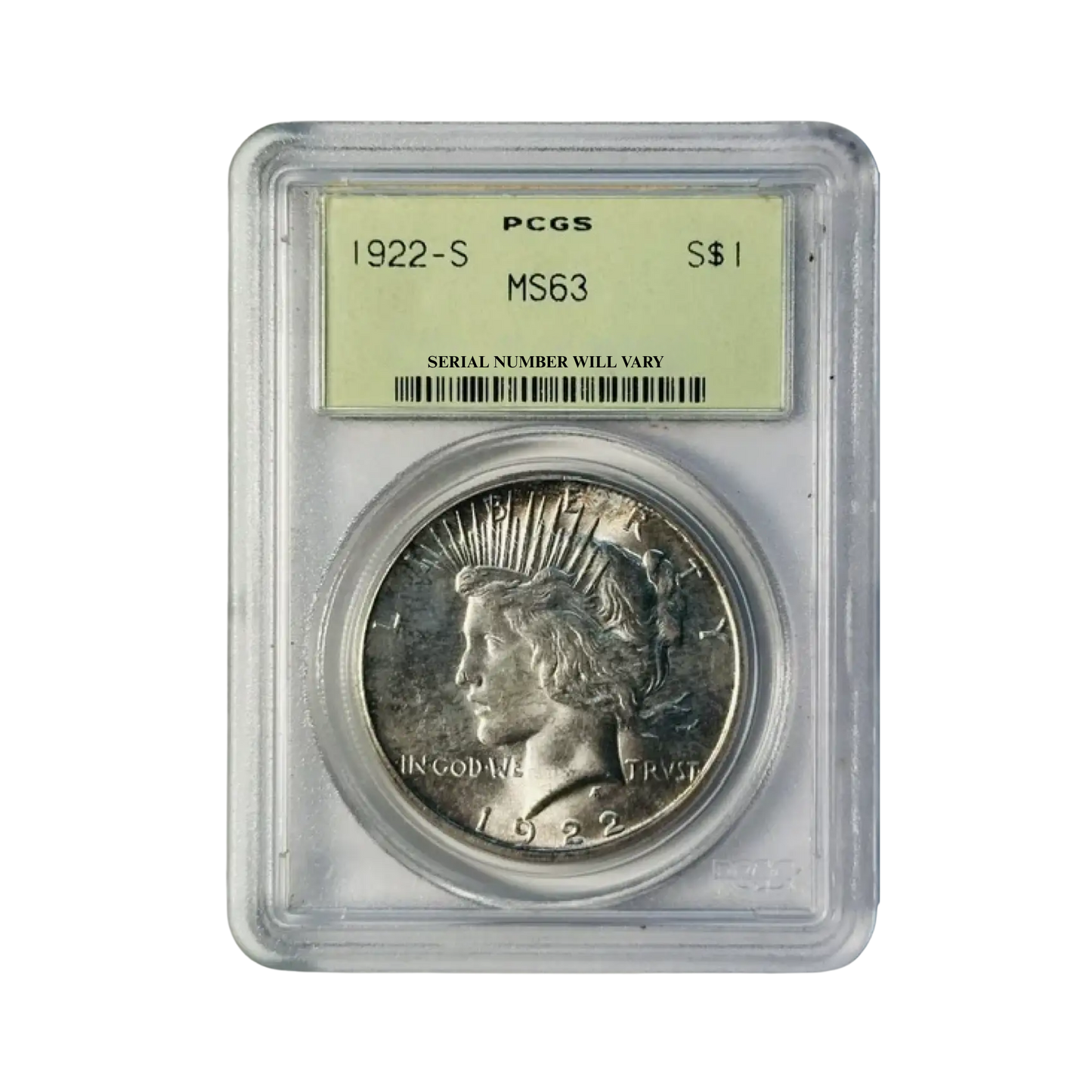 1922-S Peace Silver Dollar - PCGS MS63 Old Green Holder