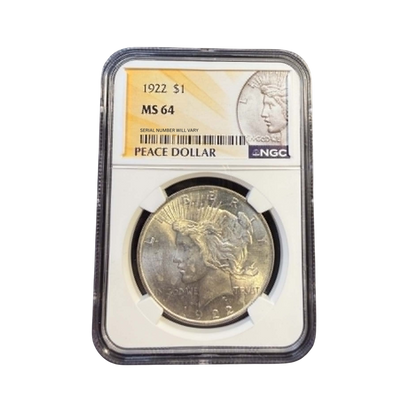 1922 Peace Silver Dollar - NGC MS64 Peace Dollar Label