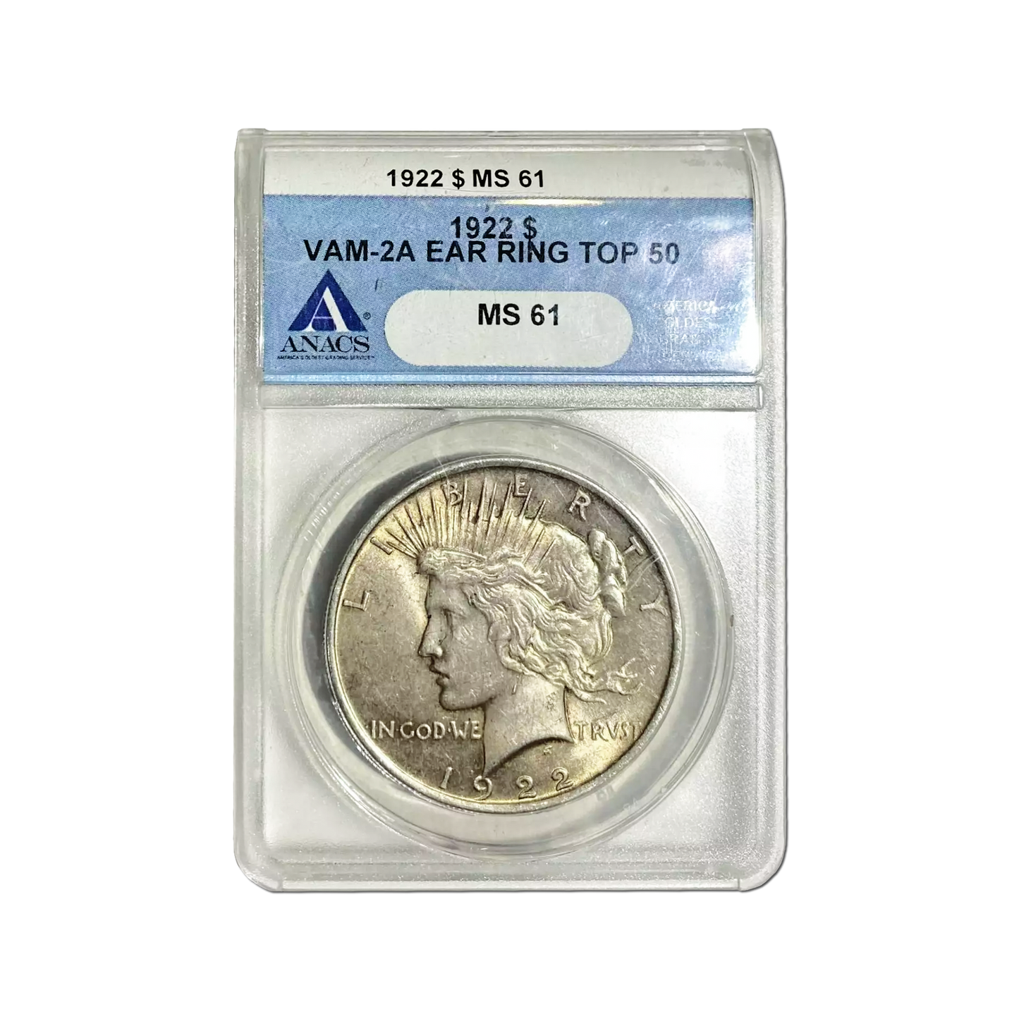 1922-P Peace Silver Dollar -TOP 50 EAR RING ANACS MS61 - CoinsTV
