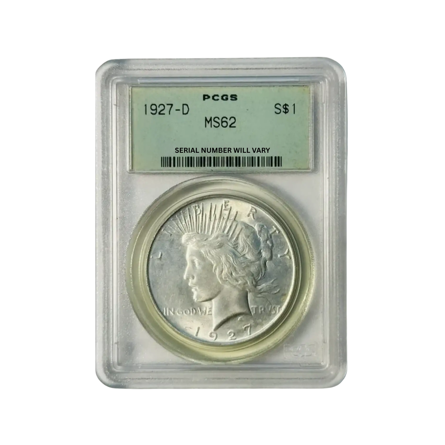 1927-D Peace Silver Dollar Denver - PCGS MS62 Old Green Holder
