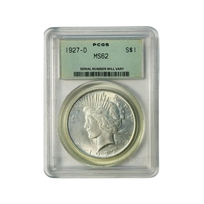 1927-D Peace Silver Dollar Denver - PCGS MS62 Old Green Holder