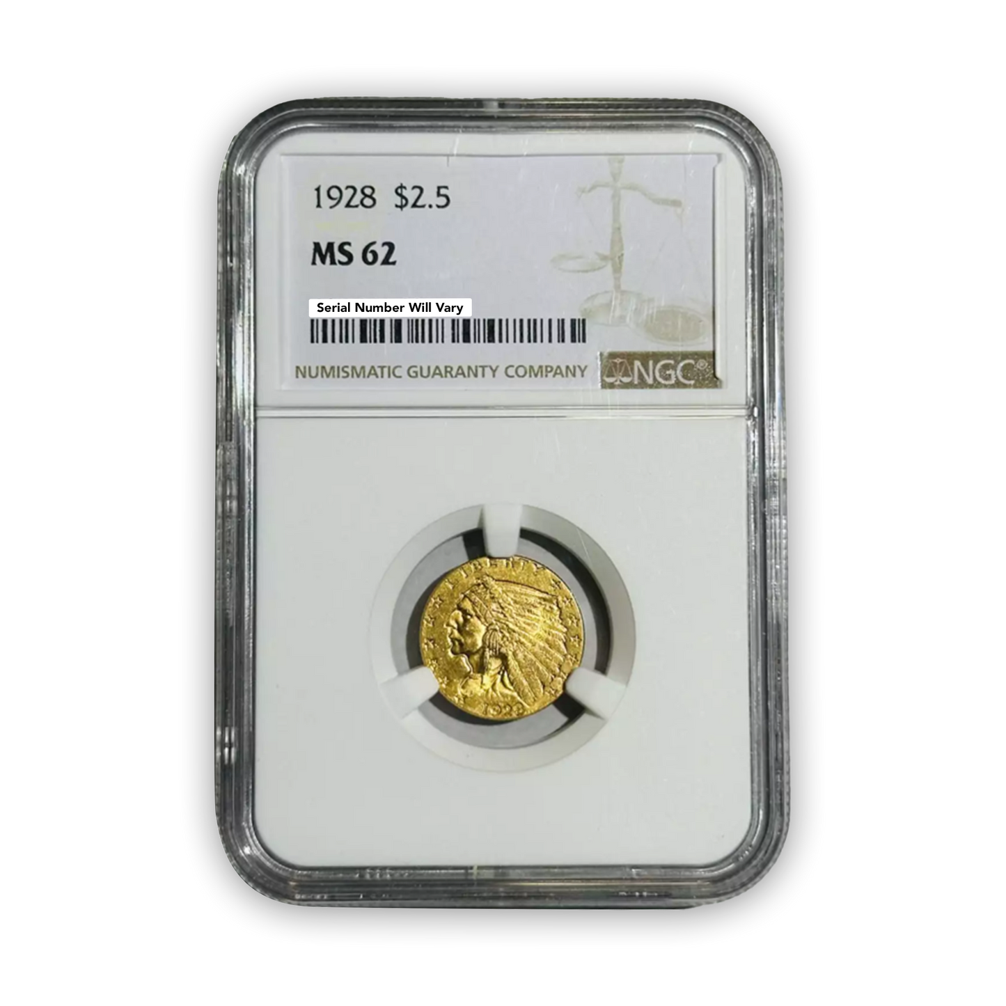 1928-P Indian $2.5 Gold Quarter Eagle - NGC MS62 - CoinsTV