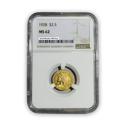 1928-P Indian $2.5 Gold Quarter Eagle - NGC MS62 - CoinsTV