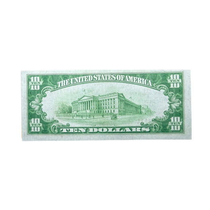 1929 $10 National Bank Note Brown Seal VF-XF - CoinsTV
