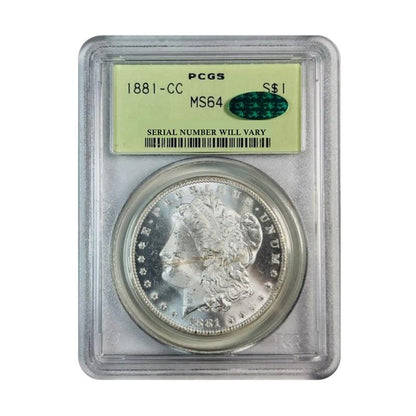 1881-CC Morgan Silver Dollar Carson City - PCGS MS64 OGH CAC - CoinsTV