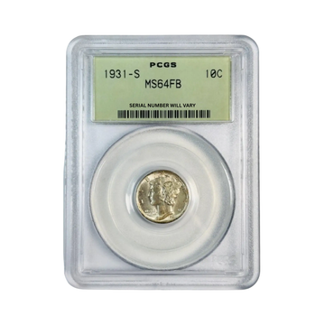 1931-S Mercury Dime - PCGS MS64 FB Old Green Holder - CoinsTV