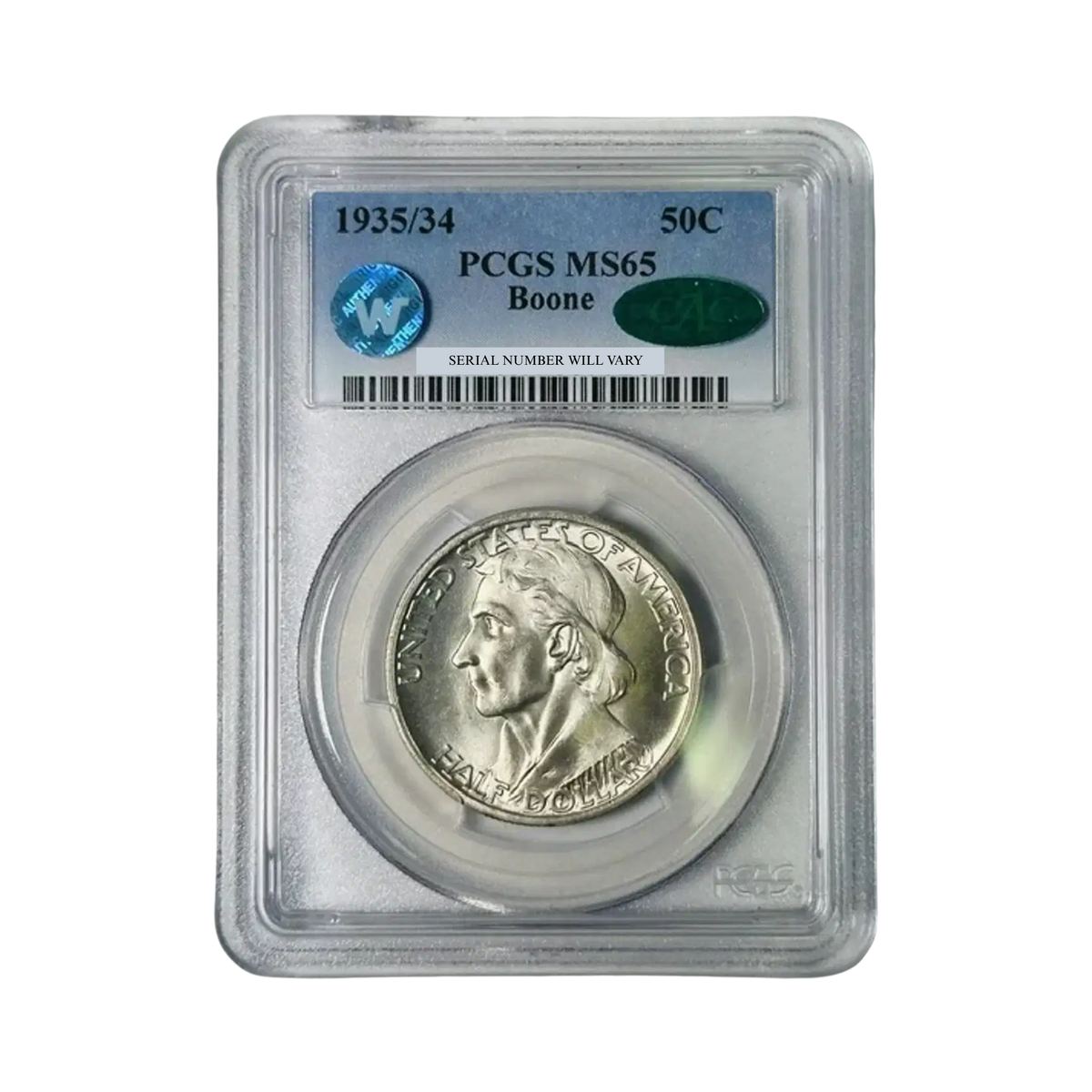 1935/34 Classic Commemorative Daniel Boone - PCGS MS65 Boone CAC Sight White