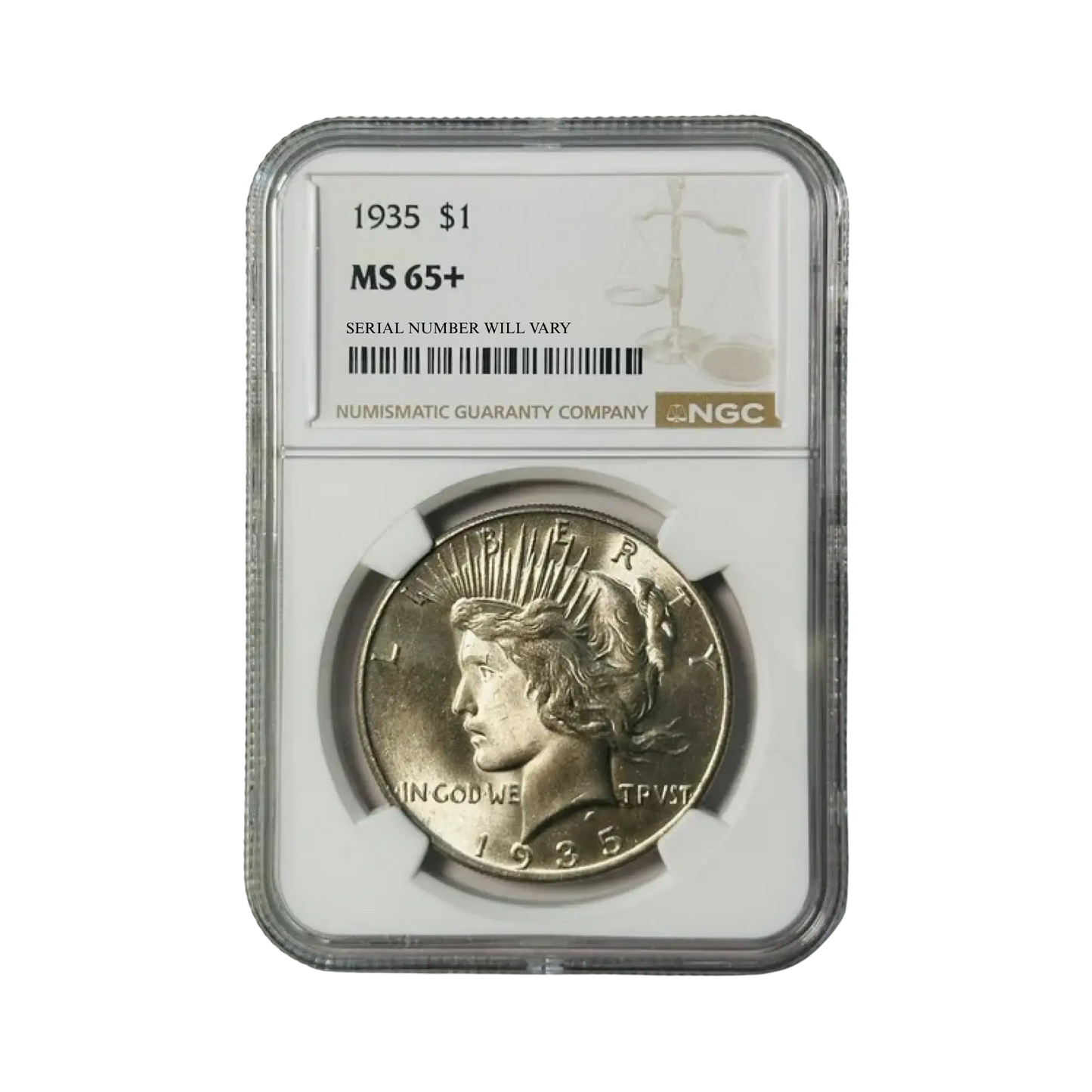 1935 Peace Silver Dollar - NGC MS65+