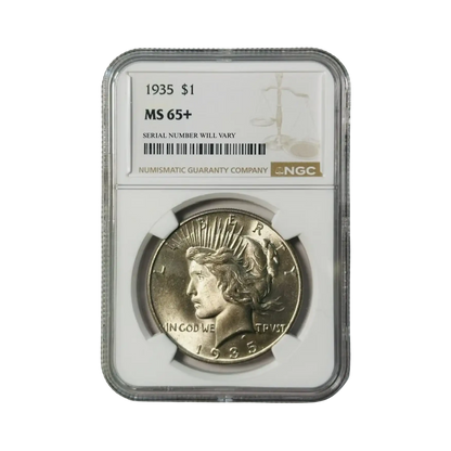 1935 Peace Silver Dollar - NGC MS65+