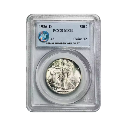 1936-D Walking Liberty Silver Half Dollar Denver - PCGS MS64 Sight White - CoinsTV