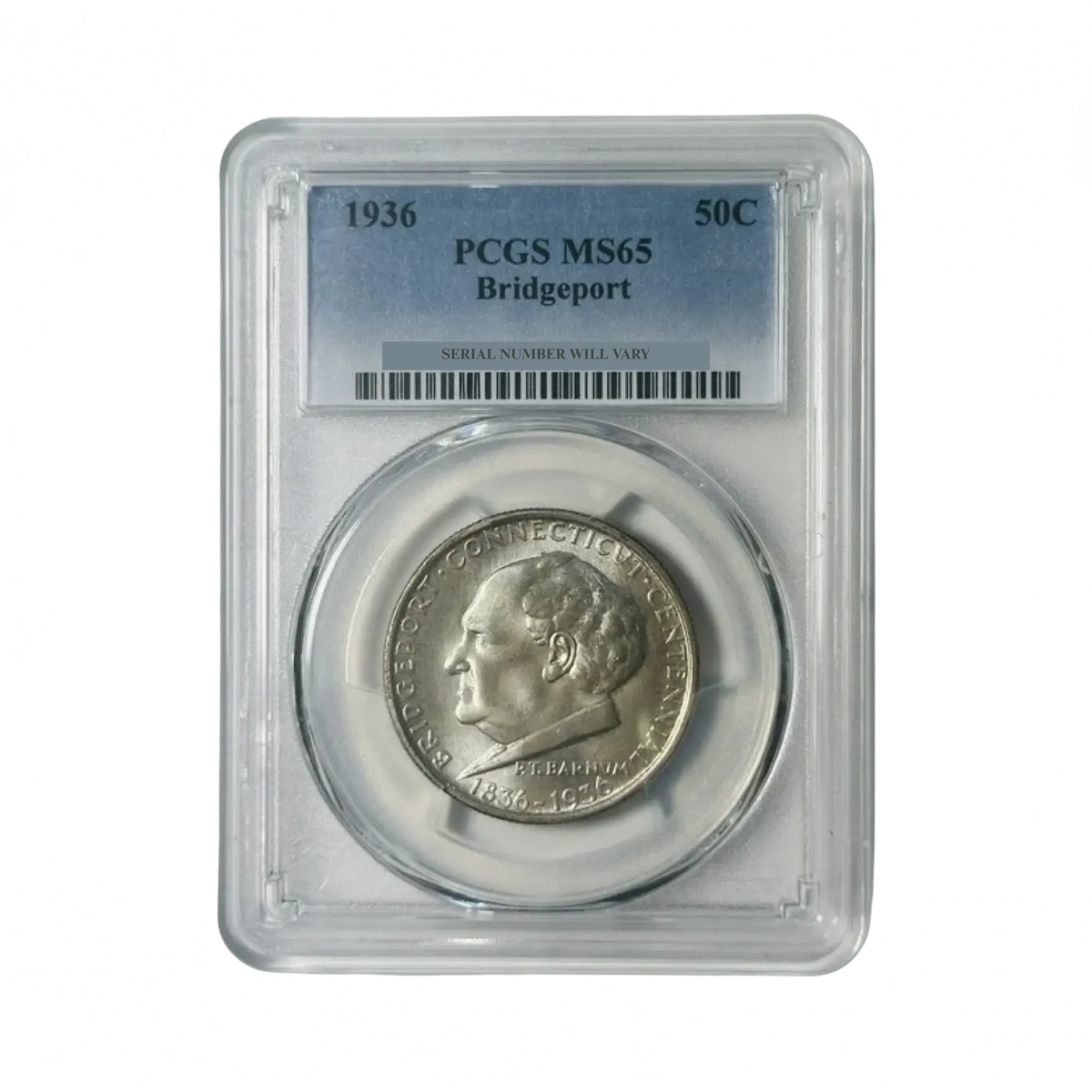 1936 Classic Silver Commemorative Bridgeport - PCGS MS65