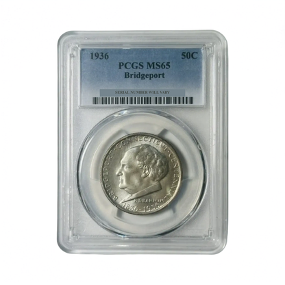 1936 Classic Silver Commemorative Bridgeport - PCGS MS65