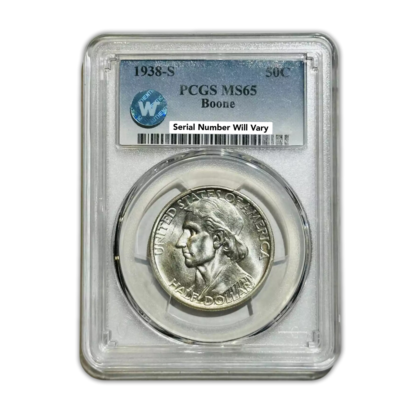 1938-S Daniel Boone Silver Half Dollar Commemorative - NGC MS65 Sight White - CoinsTV