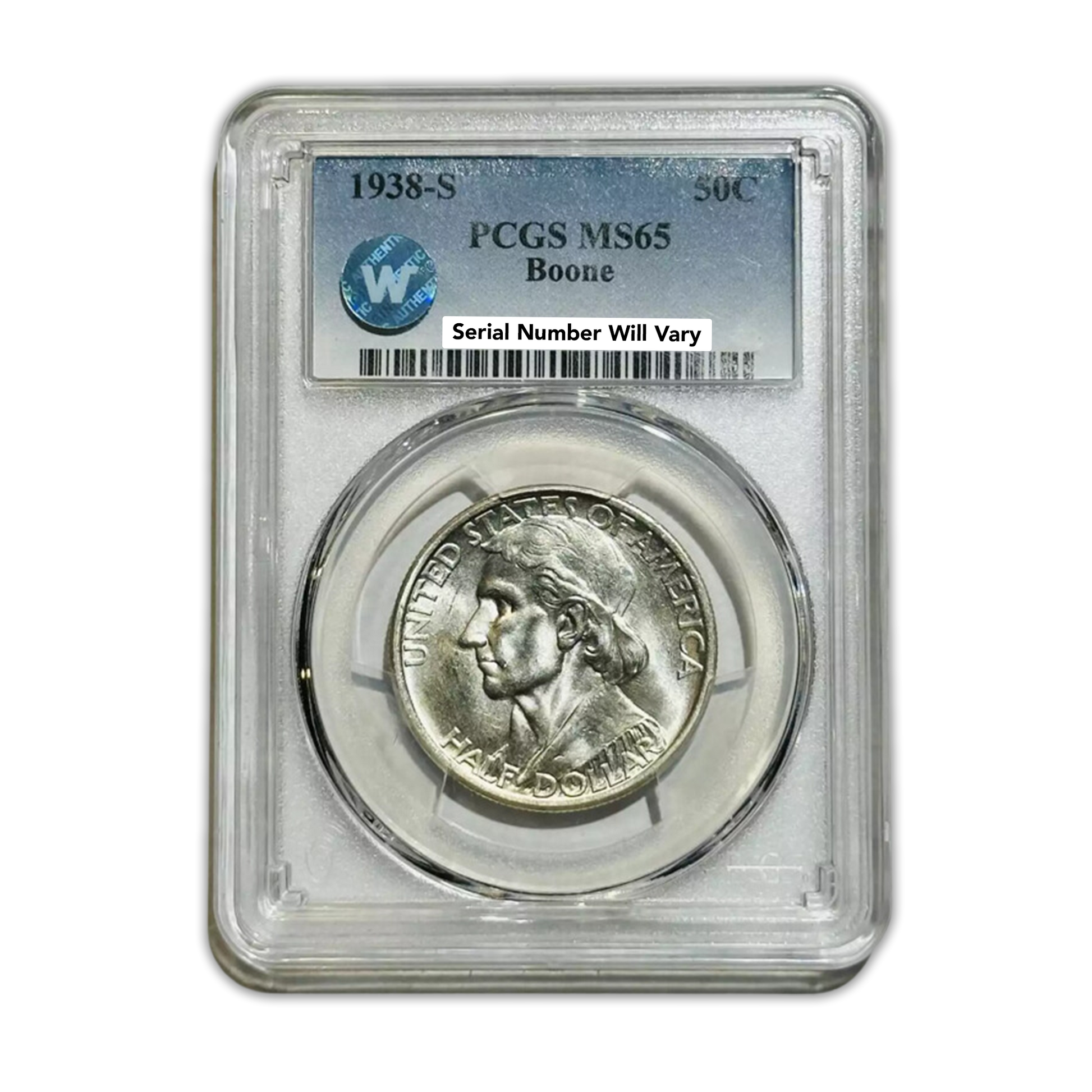 1938-S Daniel Boone Silver Half Dollar Commemorative - NGC MS65 Sight White - CoinsTV