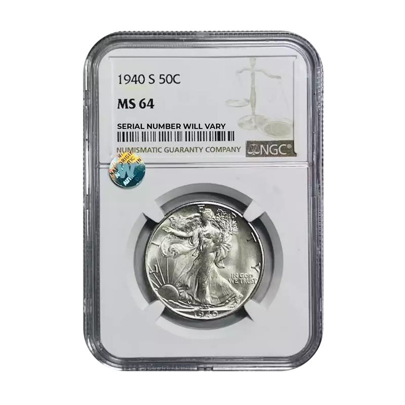 1940 S Walking Liberty Silver Half Dollar - NGC MS64 Sight White - CoinsTV