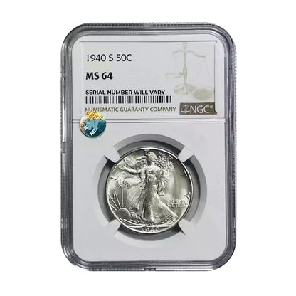 1940 S Walking Liberty Silver Half Dollar - NGC MS64 Sight White - CoinsTV