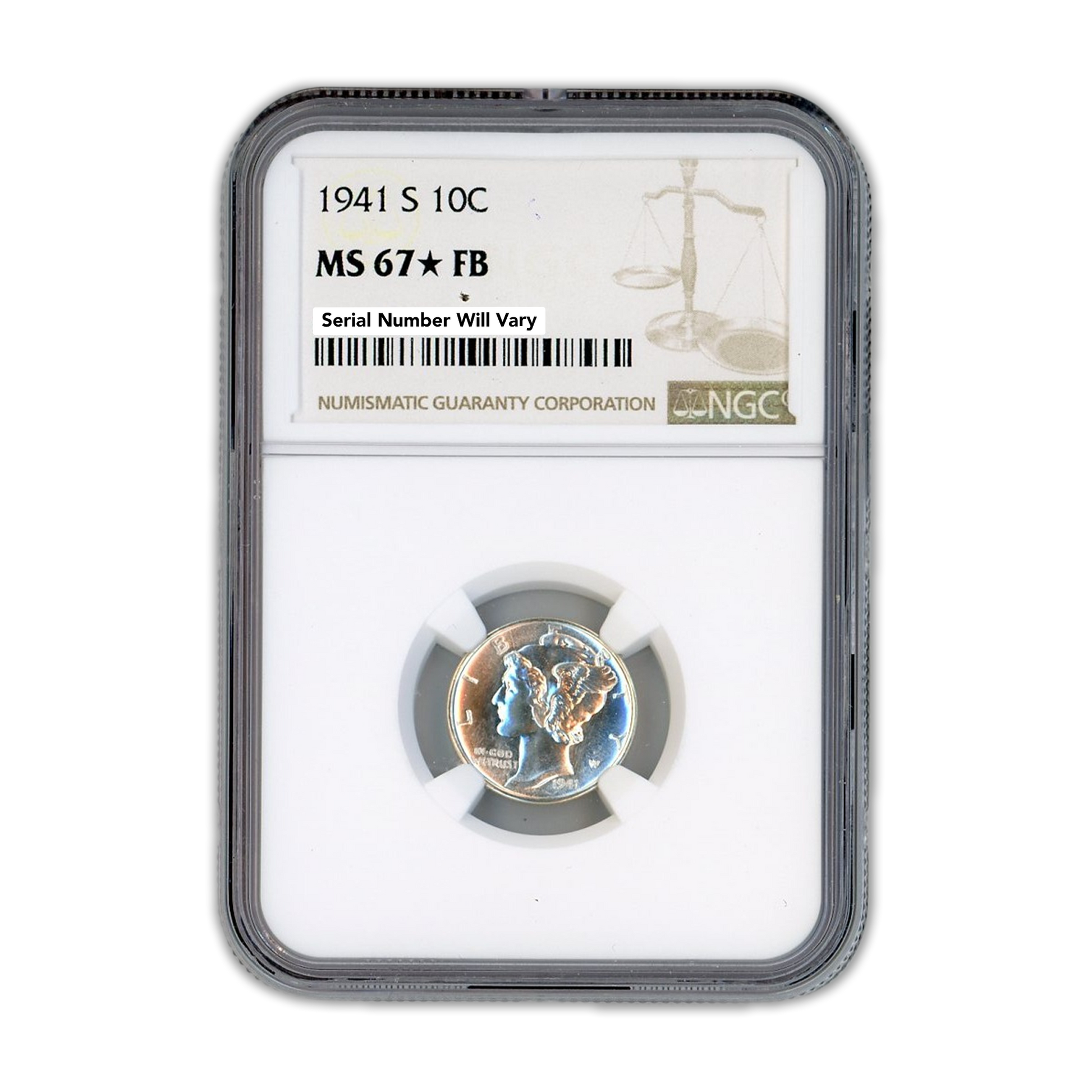 1941 S Mercury Dime - NGC MS67 Star FB - CoinsTV