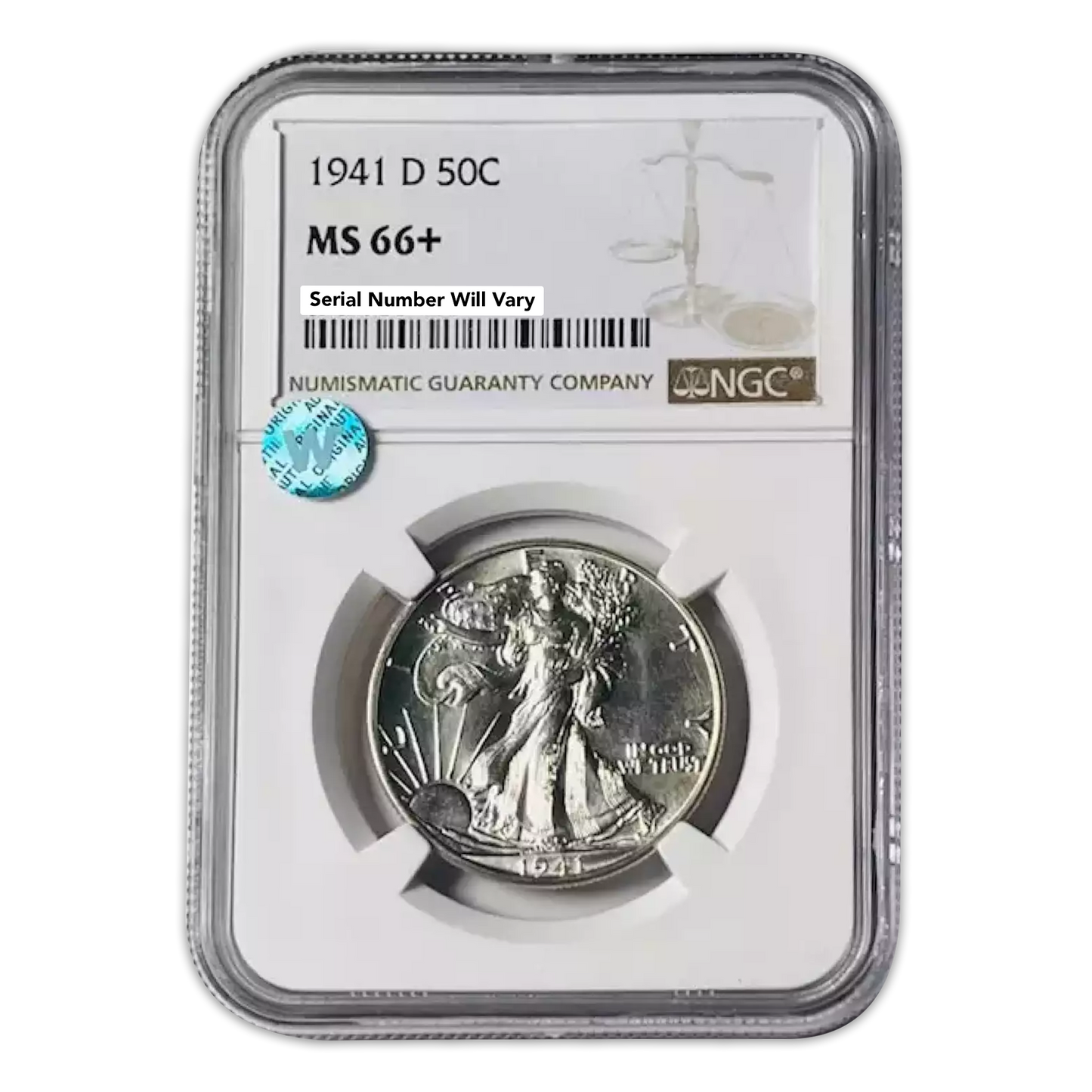 1941 Walking Liberty Half Dollar Denver - NGC MS66+ Sight White - CoinsTV
